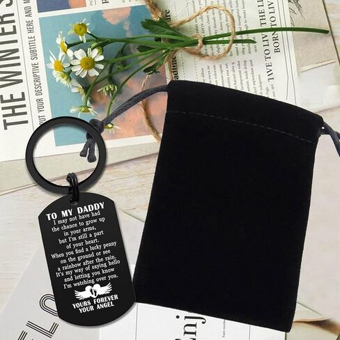 Viayen Miscarriage Gifts for Dad, Lost Baby Memorial Keychain for Father, Angel Baby Gift for Daddy Dog Tag in Saudi Arabia