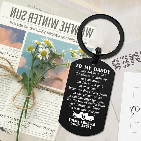 Viayen Miscarriage Gifts for Dad, Lost Baby Memorial Keychain for Father, Angel Baby Gift for Daddy Dog Tag in Saudi Arabia
