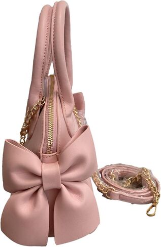 Betsey Johnson Holly Feminine Double Sided Bow Detail W/Detachable Gold Tone Cameo Pendant Blush Faux Leather MINI Satchel & Crossbody in Saudi Arabia