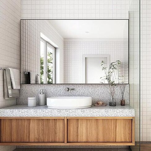 Bathroom Wall Mirror, Decorate Bathroom Mirrors for Wall, Modern Bathroom Wall Mounted Mirror Vertical or Horizontal Hanging for Living Room, Bedroom，40''x24'' (Rose Gold) in Saudi Arabia