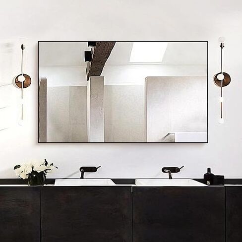 Bathroom Wall Mirror, Decorate Bathroom Mirrors for Wall, Modern Bathroom Wall Mounted Mirror Vertical or Horizontal Hanging for Living Room, Bedroom，40''x24'' (Rose Gold) in Saudi Arabia