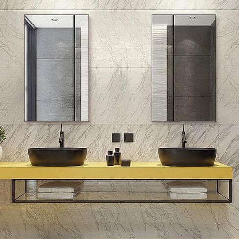 Bathroom Wall Mirror, Decorate Bathroom Mirrors for Wall, Modern Bathroom Wall Mounted Mirror Vertical or Horizontal Hanging for Living Room, Bedroom，40''x24'' (Rose Gold) in Saudi Arabia