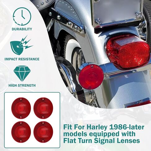 3 1/4 بوصة أغطية ضوء إشارة الانعطاف المسطحة تناسب عدسة Harley Touring Road Glide Road King Electra Glide Street Glide 1986-2023 (أحمر) in Kuwait