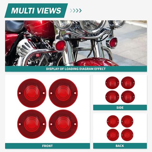 3 1/4 بوصة أغطية ضوء إشارة الانعطاف المسطحة تناسب عدسة Harley Touring Road Glide Road King Electra Glide Street Glide 1986-2023 (أحمر) in Kuwait