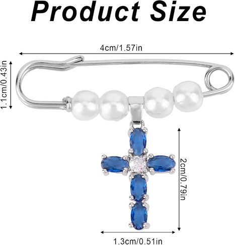 Blue Cross Charm Brooch, Christian Wedding Bridal Bouquet Charm Elegant Bridal Shower Gift Bride Pendant from Mom Sister Friend Pin Securely Attaches to Bouquet, Garter, Dress in Saudi Arabia