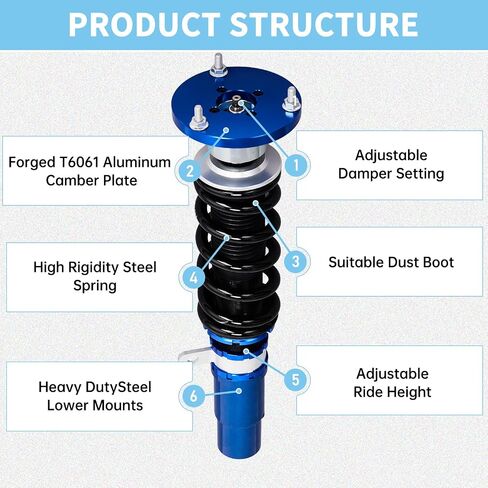 Coilover Suspension Lowering Kit, 24 Levels Damper Adjustable Coilovers Replacement for BMW 3-Series RWD (E90/E92/E93) 2005-12, Height Adjustable Shock Absorber Struts in Saudi Arabia