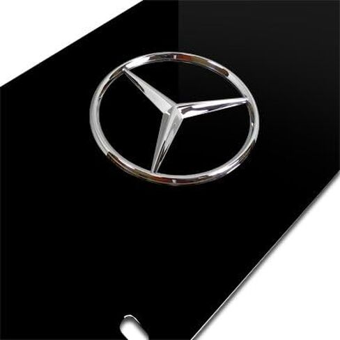 Mercedes-Benz Chrome Star Logo on Black Steel License Plate in Saudi Arabia