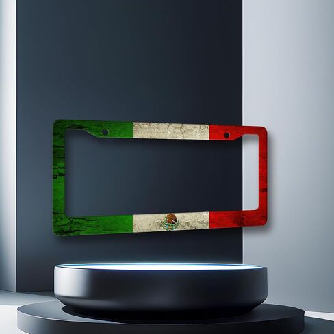 خمر العلم المكسيكي لوحة ترخيص الإطار المكسيك لوحة ترخيص حامل لعلامات السيارات الأمامية والخلفية الفولاذ المقاوم للصدأ لوحة ترخيص مضحك سيارة الديكور مع مسامير 12.2 "× 6.2" in Kuwait