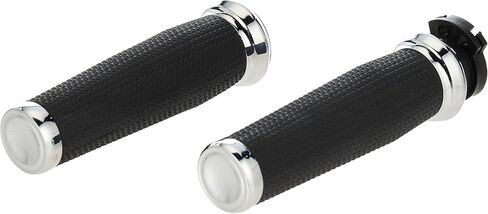Kuryakyn 5946 Thresher Handlebar Grips for Throttle and Clutch: Kawasaki, Suzuki, Victory & Yamaha Motorcycles, Chrome, 1 Pair in Saudi Arabia