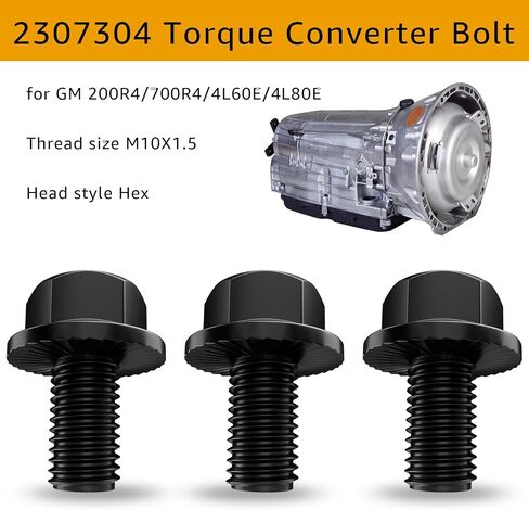 2307304 محول عزم الدوران M10-1.5x16 جزء استبدال الترباس متوافق مع شيفروليه GM 4L80E 4L70E 4L65E 4L60E 700R4 200-4R 3L80 4T60E 4T65E طقم مسامير شفة ناقل الحركة 4 سرعات. (أسود 3 قطع) in Kuwait