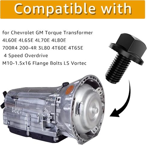 2307304 محول عزم الدوران M10-1.5x16 جزء استبدال الترباس متوافق مع شيفروليه GM 4L80E 4L70E 4L65E 4L60E 700R4 200-4R 3L80 4T60E 4T65E طقم مسامير شفة ناقل الحركة 4 سرعات. (أسود 3 قطع) in Kuwait