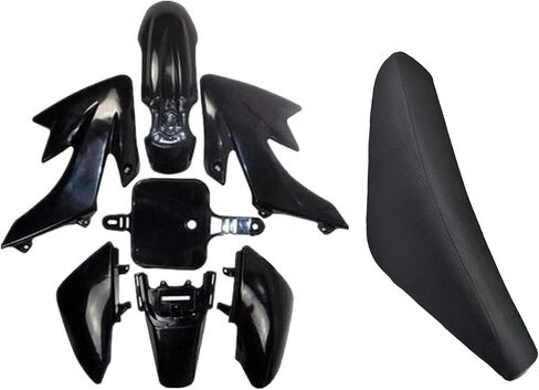 Black Plastics Kit with Black Seat for CRF50 XR50, Chinese 50cc 70cc 90cc 110cc 125cc SSR Coolster Taotao Dirt Pit Bike,Fenders Fairings Replacement Plastic with Seat in Saudi Arabia