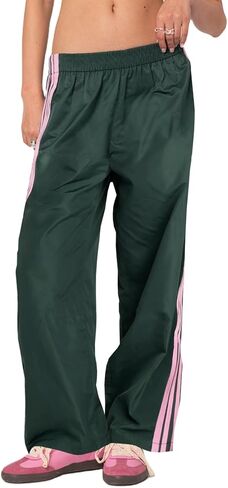 Adoeren المرأة الجانب مخطط Sweatpants المظلة مرونة الخصر فضفاض السراويل الترنك Y2k واسعة الساق الخروج بنطال رياضي in Kuwait