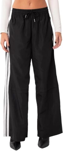 Adoeren المرأة الجانب مخطط Sweatpants المظلة مرونة الخصر فضفاض السراويل الترنك Y2k واسعة الساق الخروج بنطال رياضي in Kuwait