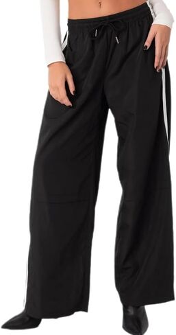 Adoeren المرأة الجانب مخطط Sweatpants المظلة مرونة الخصر فضفاض السراويل الترنك Y2k واسعة الساق الخروج بنطال رياضي in Kuwait
