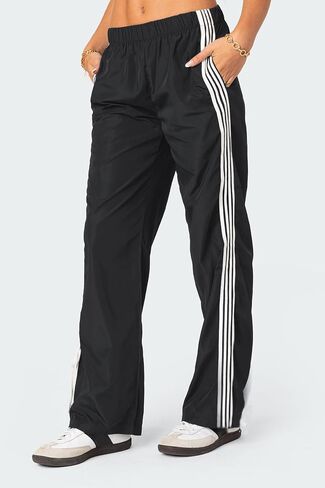 Adoeren المرأة الجانب مخطط Sweatpants المظلة مرونة الخصر فضفاض السراويل الترنك Y2k واسعة الساق الخروج بنطال رياضي in Kuwait