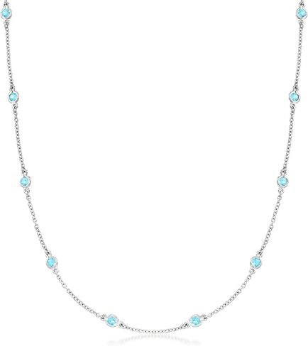 Ross-Simons 1.70 ct. t.w. Bezel-Set Swiss Blue Topaz Station Necklace in Sterling Silver in Saudi Arabia