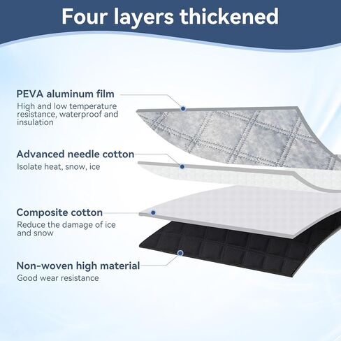 Big Hippo Windshield Cover for Snow and Ice,Windshield Snow Cover Fit for Pickup Truck, Prevent Snow,Ice and Sun Protection,Car Window Snow Brush as Bonus (Size:70.86X 42.5inch/Black) in Kuwait