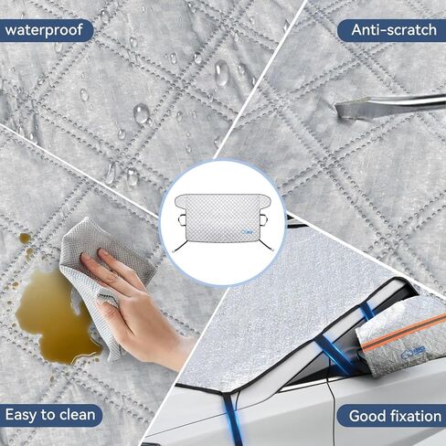 Big Hippo Windshield Cover for Snow and Ice,Windshield Snow Cover Fit for Pickup Truck, Prevent Snow,Ice and Sun Protection,Car Window Snow Brush as Bonus (Size:70.86X 42.5inch/Black) in Kuwait