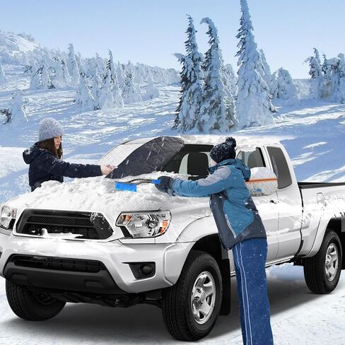 Big Hippo Windshield Cover for Snow and Ice,Windshield Snow Cover Fit for Pickup Truck, Prevent Snow,Ice and Sun Protection,Car Window Snow Brush as Bonus (Size:70.86X 42.5inch/Black) in Kuwait