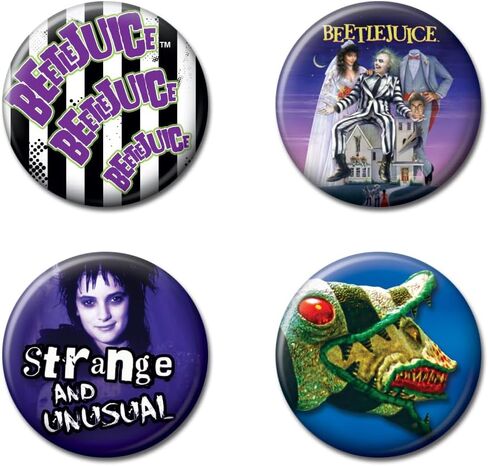 Ata-Boy Beetlejuice Movie Set of Four 1.25" Collectible Buttons in Saudi Arabia