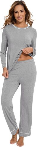 WiWi Long Sleeve Women's Pajamas Set with Pocket Viscose from Bamboo Lounge Sets Soft Printed Pajama Sleepwear S-XXL in Saudi Arabia