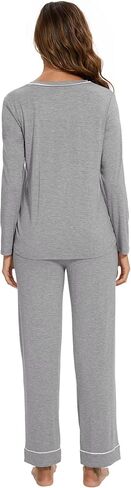 WiWi Long Sleeve Women's Pajamas Set with Pocket Viscose from Bamboo Lounge Sets Soft Printed Pajama Sleepwear S-XXL in Saudi Arabia