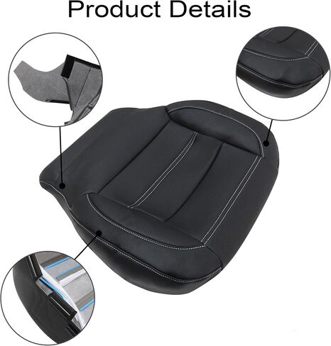 GXARTS Driver Bottom Perforated Leather Seat Cover Black #H2X Compatible with GMC Sierra 1500 2500 3500 Yukon 1500XL Denali 2014 2015 2016 2017 2018 2019 in Saudi Arabia