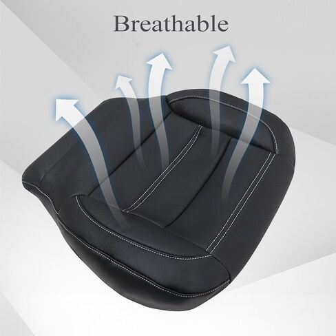 GXARTS Driver Bottom Perforated Leather Seat Cover Black #H2X Compatible with GMC Sierra 1500 2500 3500 Yukon 1500XL Denali 2014 2015 2016 2017 2018 2019 in Saudi Arabia