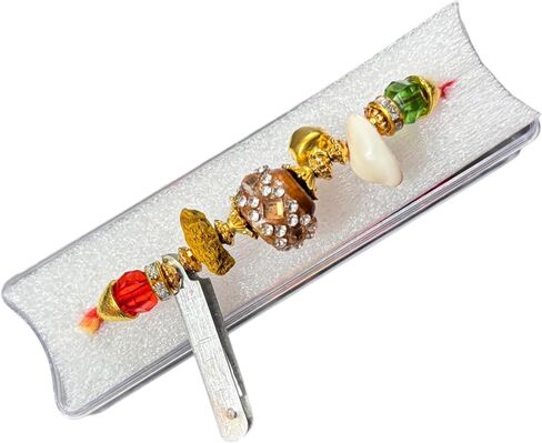Decorative Wedding Kalire Bracelet with Crystal Beads and Gold Accents, Traditional Indian Marriage Accessory, Red and Green Gana For Bride and Groom in Saudi Arabia