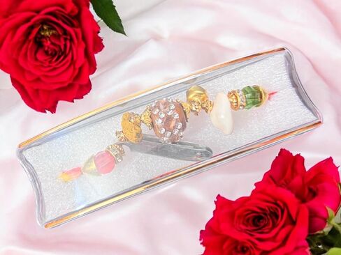 Decorative Wedding Kalire Bracelet with Crystal Beads and Gold Accents, Traditional Indian Marriage Accessory, Red and Green Gana For Bride and Groom in Saudi Arabia