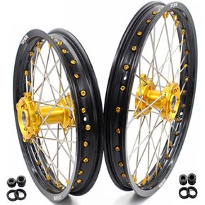 KKE 17/14 Kids Racing Motorcycle Wheels Rims Set Compatible with SUZUKI RM80 1993-2001 RM85 2002-2022 Gold Nipple in Saudi Arabia