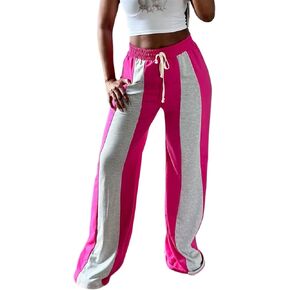 Women Soft Sweatpants,Wide Leg Drawstring Elastic Waist Color Block Lounge Pants Workout Joggers in Saudi Arabia