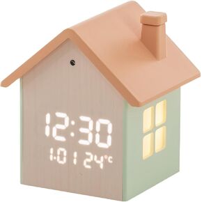 FLAITO Mood Home LED Table Clock – House-Shaped Night Light Alarm Clock with Auto-Dimming, Snooze, Date & Temperature Display – White & Maple Options, USB-C Cable Included (Maple) in Saudi Arabia