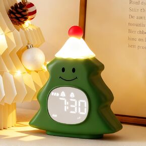 Yiliaw Kids Alarm Clock with Night Light, Christmas Tree Wake Up Clock, Rechargeable Cute Alarm Clock for Bedroom, for Boys and Girls, White in Kuwait