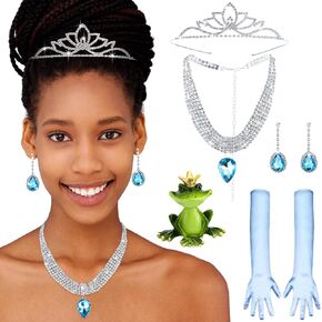 Tondiamo 5 Pcs Princess Dress up Accessory Set Woman Green Jewelry Gift for Halloween Princess Costume Cosplay Birthday Party in Kuwait