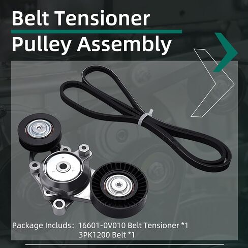 2Pcs Engine Serpentine Belt Tensioner Assembly Set Fits For Toyota Camry 2.5L L4 2010 2011,Belt Tensioner 16601-0V010,166010V010,Belt 3PK1200,90916-A2022 in Saudi Arabia