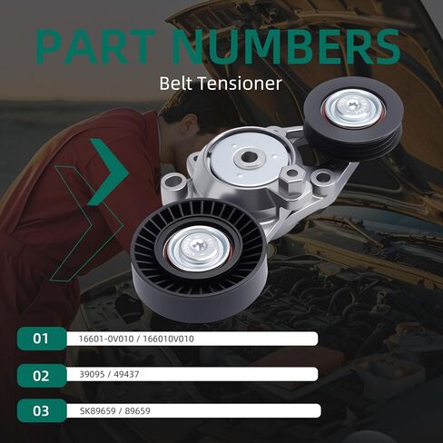 2Pcs Engine Serpentine Belt Tensioner Assembly Set Fits For Toyota Camry 2.5L L4 2010 2011,Belt Tensioner 16601-0V010,166010V010,Belt 3PK1200,90916-A2022 in Saudi Arabia