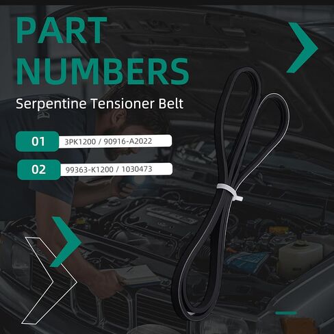 2Pcs Engine Serpentine Belt Tensioner Assembly Set Fits For Toyota Camry 2.5L L4 2010 2011,Belt Tensioner 16601-0V010,166010V010,Belt 3PK1200,90916-A2022 in Saudi Arabia