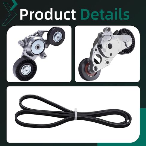 2Pcs Engine Serpentine Belt Tensioner Assembly Set Fits For Toyota Camry 2.5L L4 2010 2011,Belt Tensioner 16601-0V010,166010V010,Belt 3PK1200,90916-A2022 in Saudi Arabia