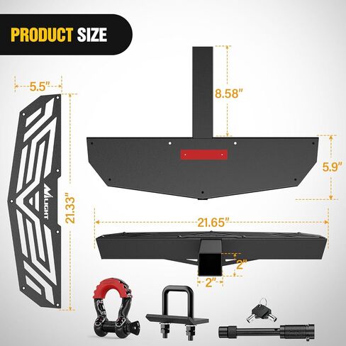 Nilight Hitch Step مع 2 بوصة من واقي الصدمات الخلفي لجهاز الاستقبال مقاس 11.9 بوصة مع مشبك دبوس وصلة 5/8 بوصة، شريط خطوة محكم أسود مضاد للانزلاق لشاحنة بيك اب سيارة الدفع الرباعي in Kuwait