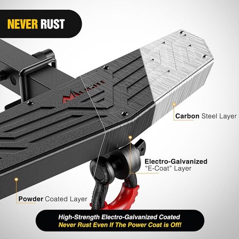 Nilight Hitch Step مع 2 بوصة من واقي الصدمات الخلفي لجهاز الاستقبال مقاس 11.9 بوصة مع مشبك دبوس وصلة 5/8 بوصة، شريط خطوة محكم أسود مضاد للانزلاق لشاحنة بيك اب سيارة الدفع الرباعي in Kuwait