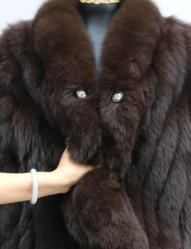 معطف فرو الثعلب الحقيقي الشتاء المرأة سترة الفراء حقيقية سميكة الدافئة الفاخرة فروي ملابس خارجية طويلة الأكمام in Kuwait