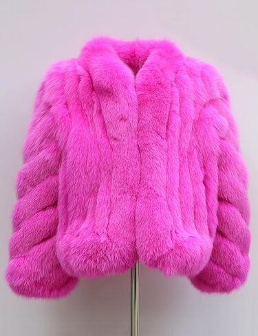 Real Fox Fur Coat Winter Women's Genuine Fur Jacket Thick Warm Luxury Furry Outerwear Long Sleeve in Saudi Arabia