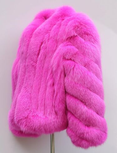 Real Fox Fur Coat Winter Women's Genuine Fur Jacket Thick Warm Luxury Furry Outerwear Long Sleeve in Saudi Arabia