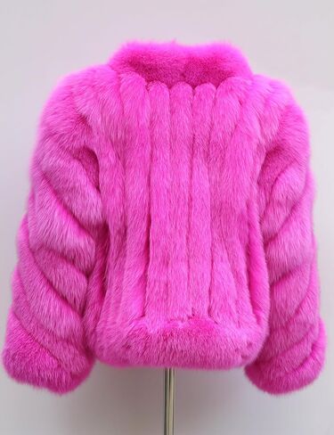 Real Fox Fur Coat Winter Women's Genuine Fur Jacket Thick Warm Luxury Furry Outerwear Long Sleeve in Saudi Arabia