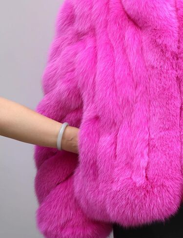 Real Fox Fur Coat Winter Women's Genuine Fur Jacket Thick Warm Luxury Furry Outerwear Long Sleeve in Saudi Arabia