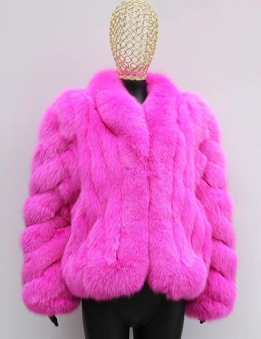 Real Fox Fur Coat Winter Women's Genuine Fur Jacket Thick Warm Luxury Furry Outerwear Long Sleeve in Saudi Arabia