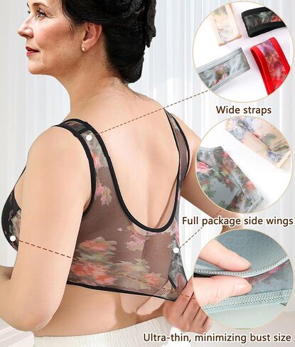 Wireless Bras for Women No Underwire Plus Size Bra Seamless Mesh Sleep Comfortable T Shirt Older Womens Bras in Saudi Arabia