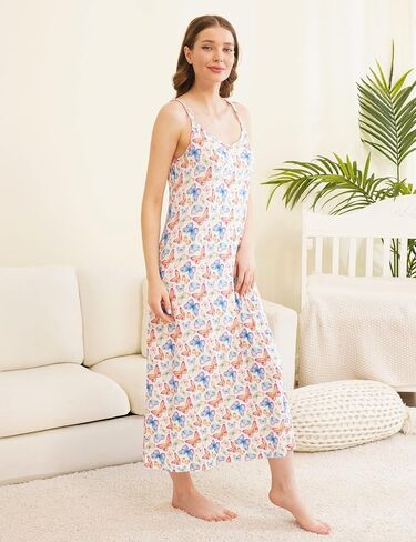 Women's Full Slip Bamboo Viscose Sleeveless Nightgown Midi Dress in Saudi Arabia